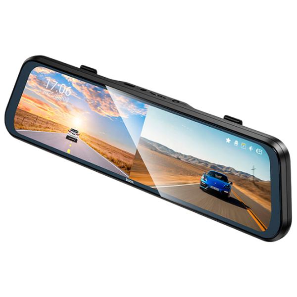 Видеорегистратор Hoco DV16 Rearview Mirror Driving Recorder + Rear Cam / Черный photo 2