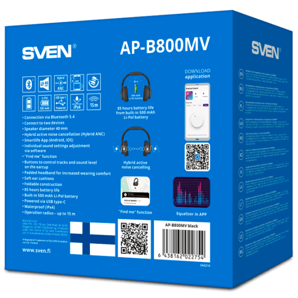 Наушники Sven AP-B800MV Черный Беспроводные/ Персональный photo 6