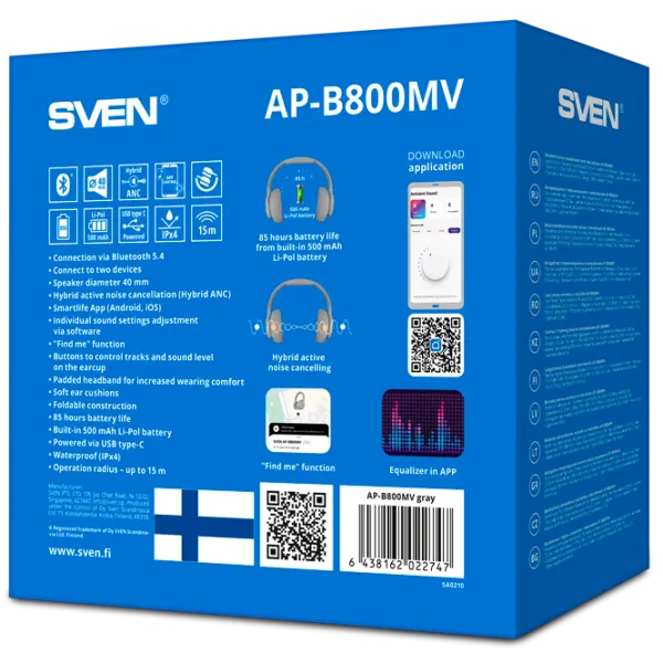 Наушники Sven AP-B800MV Серый Беспроводные/ Персональный photo 6