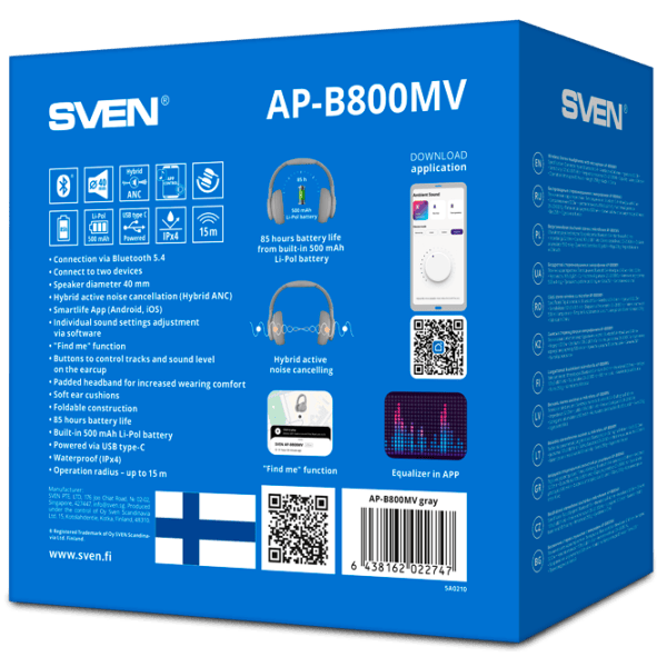 Наушники Sven AP-B800MV Серый Беспроводные/ Персональный photo 6