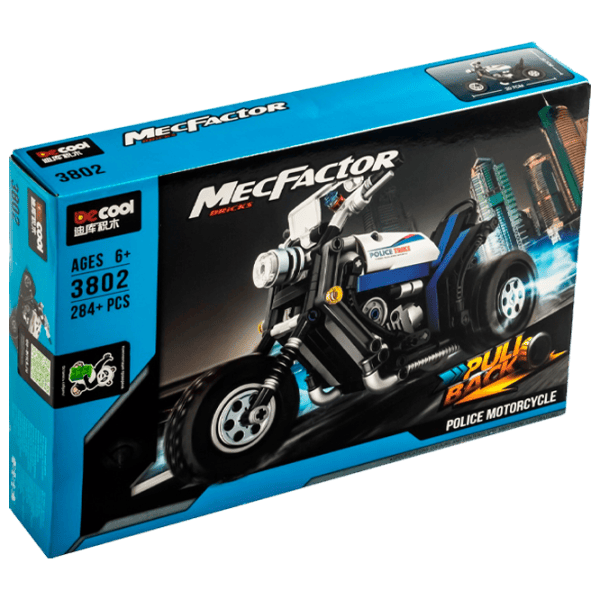 Конструктор DeCool Pull Back Police Motorbike Мотоцикл/ Черный photo 1