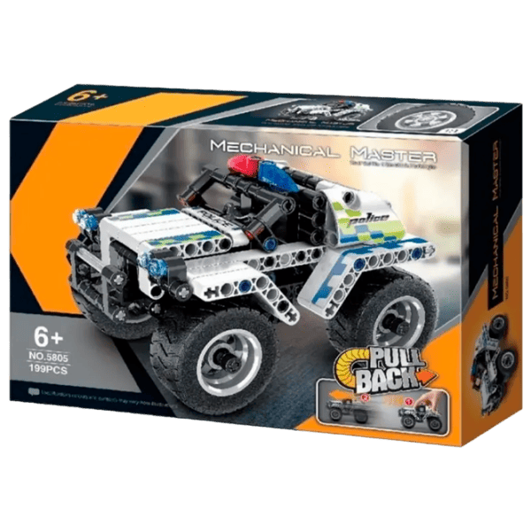 Constructor XTech Pull Back Police Car Mașină/ White photo 1
