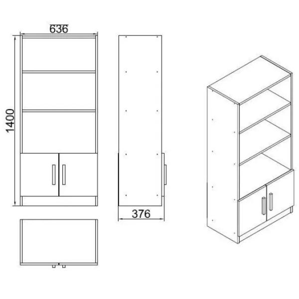 Etajeră Trendy VO4-BA 140 x 63.6 x 37.6 cm / PAL / Walnut photo 4