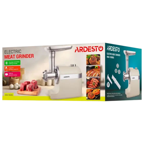 Mașină de tocat carne Ardesto MGK-1800BG 1800 W / 2 kg/min / White photo 17