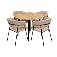 Обеденные стол со стульями Evelin DT 402-2B + 4 YTC-097B Круглая / ДСП / Light Beige
