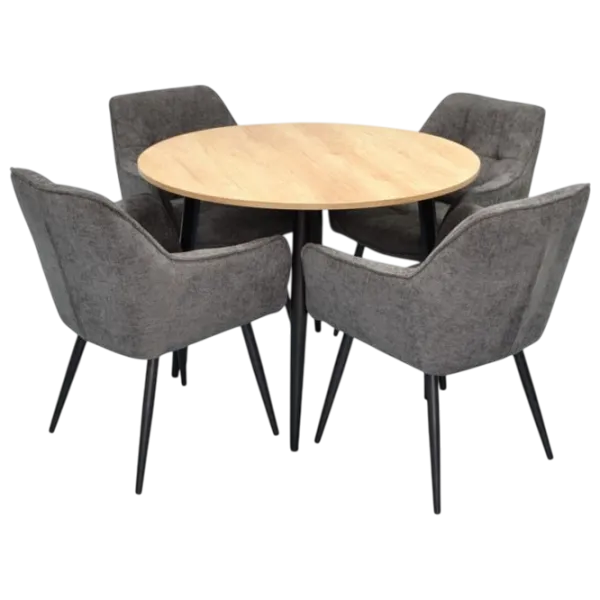 Set masă și scaune Evelin DT 402-2B + 4 YTC-090B Rotundă / PAL / Dark Gray photo 1