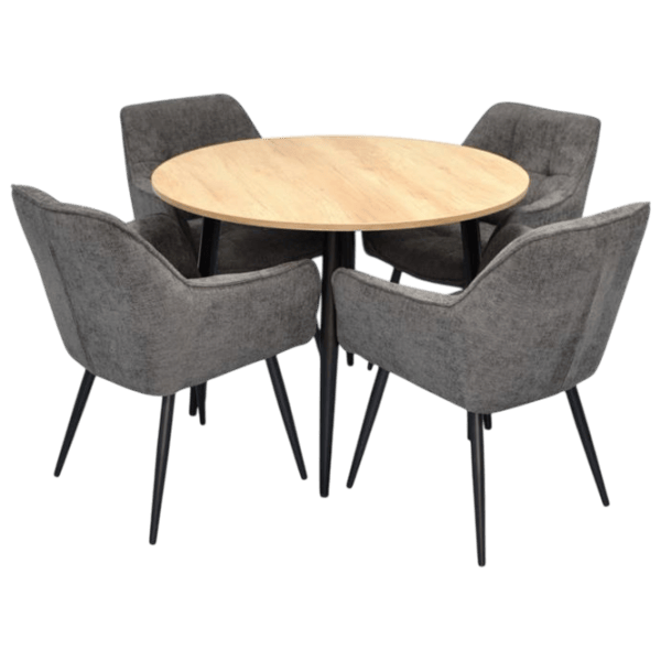 Set masă și scaune Evelin DT 402-2B + 4 YTC-090B Rotundă / PAL / Dark Gray photo 1
