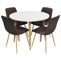 Обеденные стол со стульями Evelin DT 402- 1WO + 4 YTC-080WO Круглая / ДСП / Тёмно-коричневый