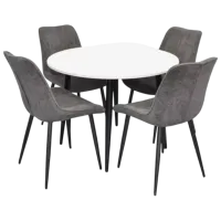 Set masă și scaune Evelin DT 402-3B + 4 YTC-055B Rotundă / PAL / Dark Gray