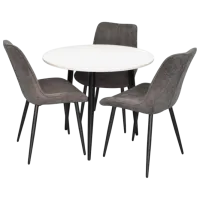 Set masă și scaune Evelin DT 404-3B + 3 YTC-055B Rotundă / PAL / Dark Gray