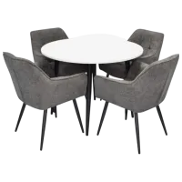 Обеденные стол со стульями Evelin DT 402-3B + 4 YTC-090B Круглая / ДСП / Тёмно-серый