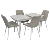 Set masă și scaune Evelin DT 431-1R Wh + 4 YTC-055Wh Dreptunghiulară / PAL / Light Gray
