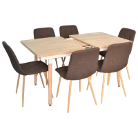 Set masă și scaune Evelin DT 433-4WO + 6 YTC-080Wo Dreptunghiulară / PAL / Dark Brown