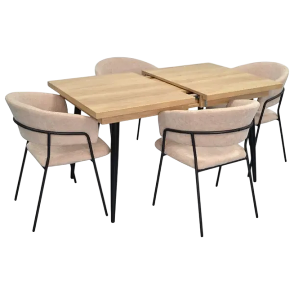 Обеденные стол со стульями Evelin 433-4B + 4 YTC-097B Прямоугольная / ДСП / Light Beige photo 1