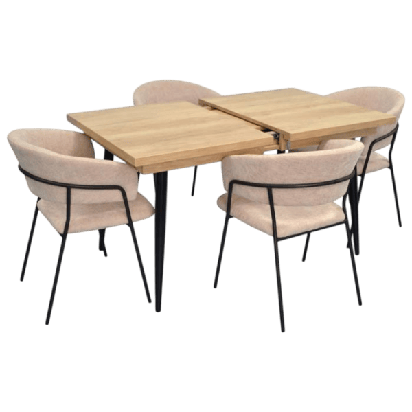 Обеденные стол со стульями Evelin 433-4B + 4 YTC-097B Прямоугольная / ДСП / Light Beige photo 1