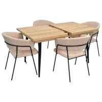 Обеденные стол со стульями Evelin 433-4B + 4 YTC-097B Прямоугольная / ДСП / Light Beige