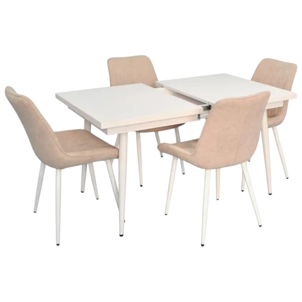 Set masă și scaune Evelin DT 433-3Wh + 4 YTC-055Wh Dreptunghiulară / PAL / Light Beige photo 1