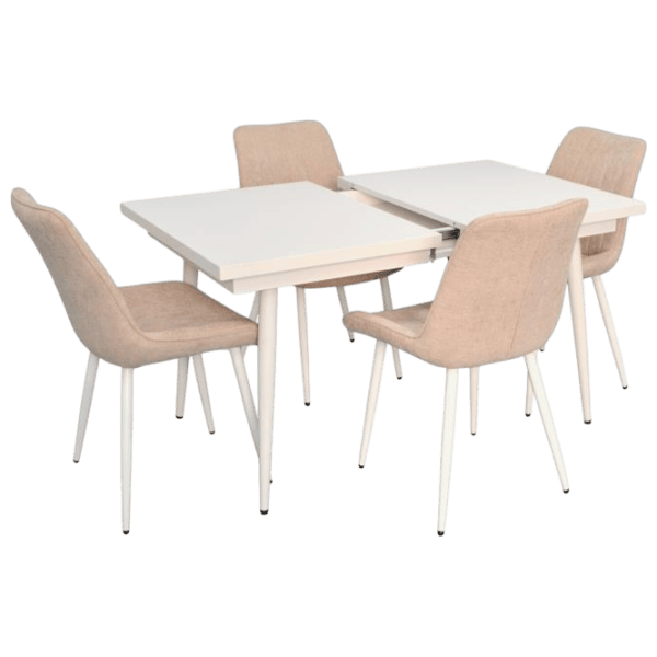 Set masă și scaune Evelin DT 433-3Wh + 4 YTC-055Wh Dreptunghiulară / PAL / Light Beige photo 1