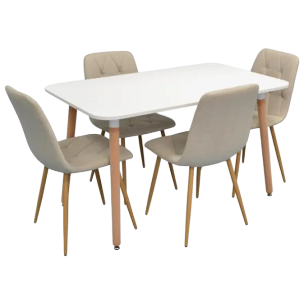 Set masă și scaune Evelin 405-1WO + 4 YTC-080Wo Dreptunghiulară / PAL / Light Beige photo 1