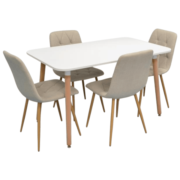Set masă și scaune Evelin 405-1WO + 4 YTC-080Wo Dreptunghiulară / PAL / Light Beige photo 1