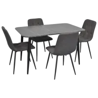 Обеденные стол со стульями Evelin DT 405-6B + 4 YTC-080B Прямоугольная / ДСП / Тёмно-серый