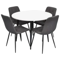 Set masă și scaune Evelin DT 402-3B + 4 YTC-080B Rotundă / PAL / Dark Gray
