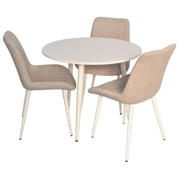 Set masă și scaune Evelin DT 404-5Wh + 3 YTC-055Wh Rotundă / PAL / Light Gray photo 1