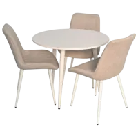 Set masă și scaune Evelin DT 404-5Wh + 3 YTC-055Wh Rotundă / PAL / Light Gray
