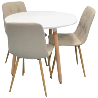 Обеденные стол со стульями Evelin DT 404-1WO + 3 YTC-080Wo Круглая / ДСП / Light Beige