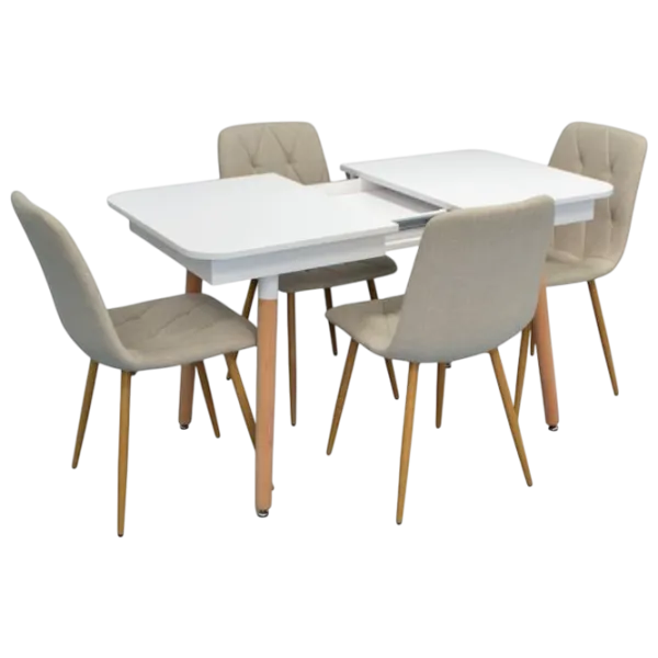 Set masă și scaune Evelin DT 431-1R Wo + 4 YTC-080Wo Dreptunghiulară / PAL / Light Beige photo 1