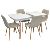 Обеденные стол со стульями Evelin DT 432-1R Wo + 4 YTC-080Wo Прямоугольная / ДСП / Light Beige