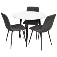 Set masă și scaune Evelin DT 404-3B + 3 YTC-080B Rotundă / PAL / Dark Gray