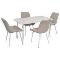 Set masă și scaune Evelin DT 405-4Wh + 4 YTC-055Wh Dreptunghiulară / PAL / Light Gray
