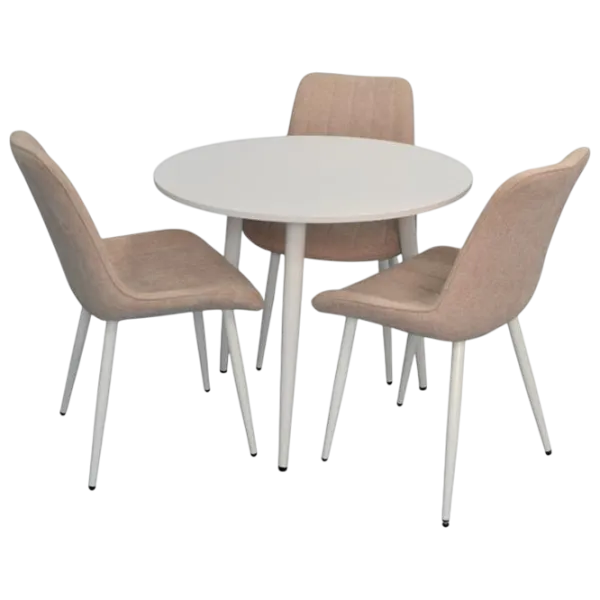Set masă și scaune Evelin DT 404-5Wh + 3 YTC-055Wh Rotundă / PAL / Light Beige photo 1