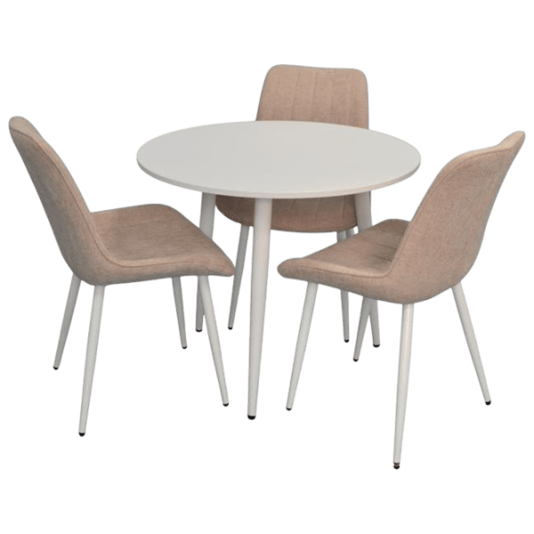 Set masă și scaune Evelin DT 404-5Wh + 3 YTC-055Wh Rotundă / PAL / Light Beige photo 1