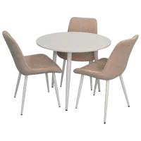 Set masă și scaune Evelin DT 404-5Wh + 3 YTC-055Wh Rotundă / PAL / Light Beige