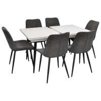 Set masă și scaune Evelin DT 433-3B + 6 YTC-055B Dreptunghiulară / PAL / Dark Gray