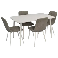 Обеденные стол со стульями Evelin DT 405-4Wh + 4 YTC-080Wh Прямоугольная / ДСП / Серый