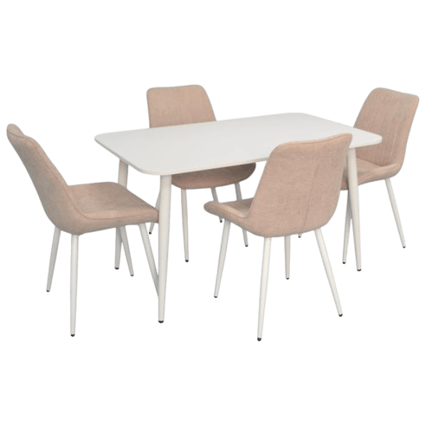 Set masă și scaune Evelin DT 405-4Wh + 4 YTC-055Wh Dreptunghiulară / PAL / Light Beige photo 1