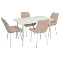 Обеденные стол со стульями Evelin DT 405-4Wh + 4 YTC-055Wh Прямоугольная / ДСП / Light Beige