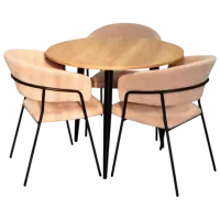 Обеденные стол со стульями Evelin DT 404-2B + 3 YTC-097B Круглая / ДСП / Light Beige