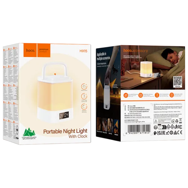 Lampă LED Hoco Smart Clock Night Light White photo 6