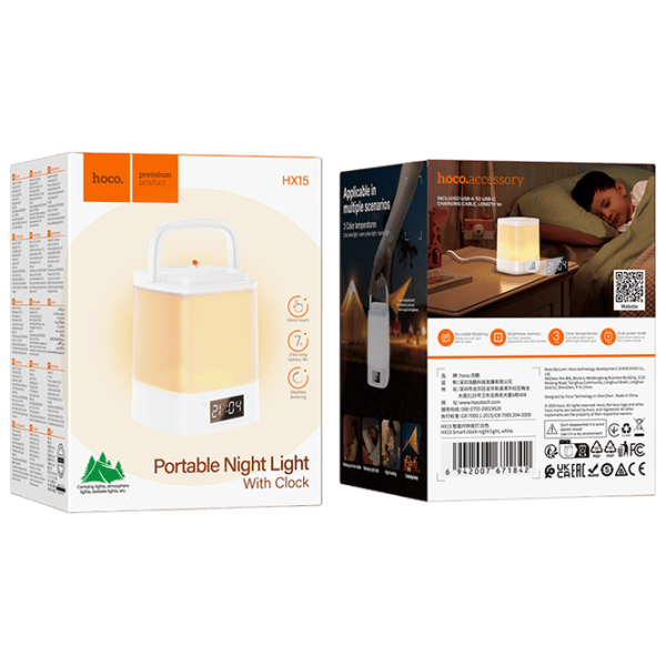 Lampă LED Hoco Smart Clock Night Light White photo 6