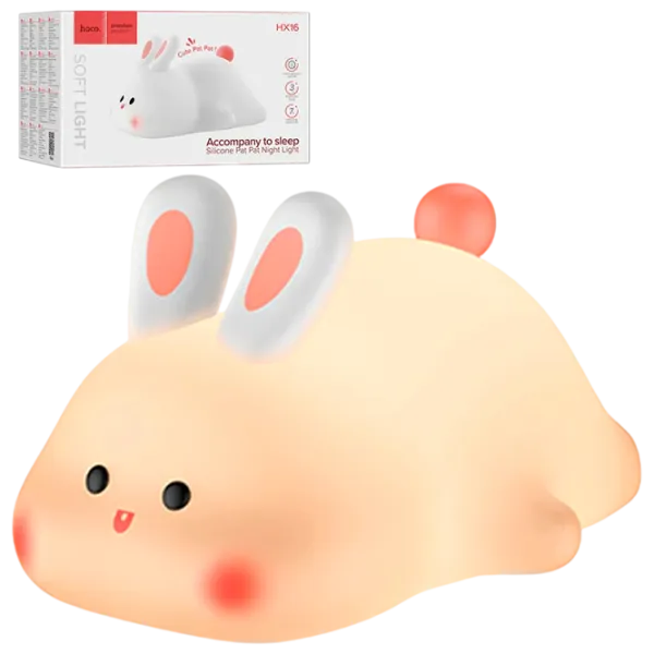Lampă de noapte Hoco Silicone Lamp Rabbit White photo 2