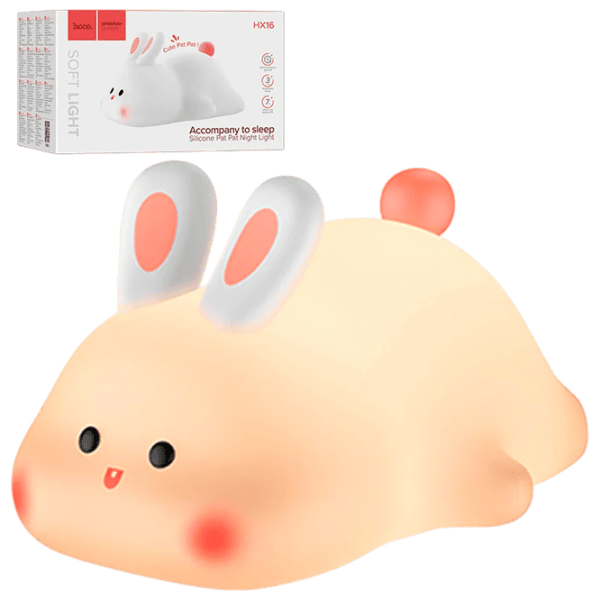 Lampă de noapte Hoco Silicone Lamp Rabbit White photo 2