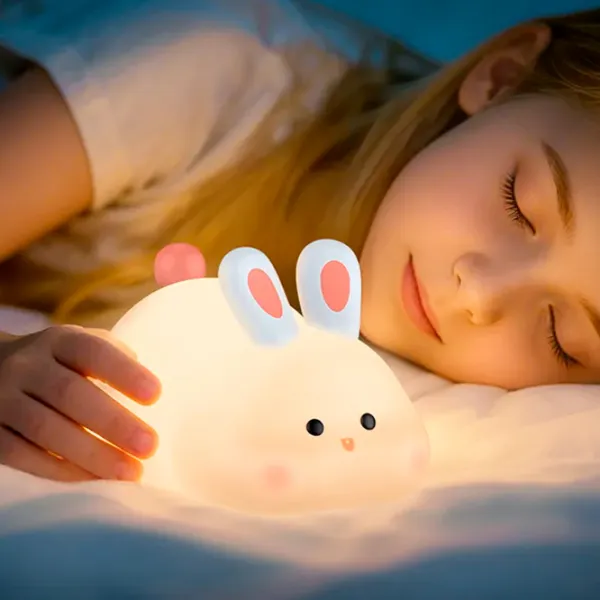 Lampă de noapte Hoco Silicone Lamp Rabbit White photo 4