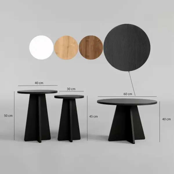Set măsuțe de cafea Trendy Ciuperca 3 Ciuperca 3 Black photo 5