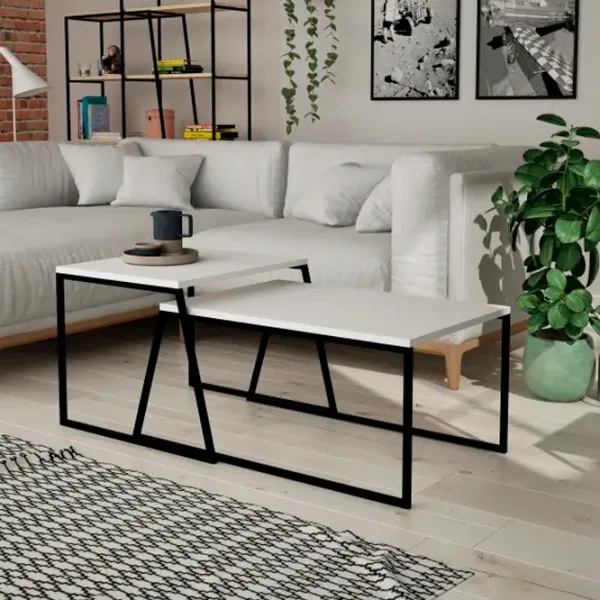 Set măsuțe de cafea Trendy Orta Sehpa GTR000570 White photo 5