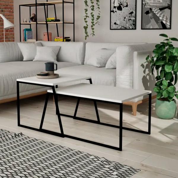 Set măsuțe de cafea Trendy Orta Sehpa GTR000570 White photo 5