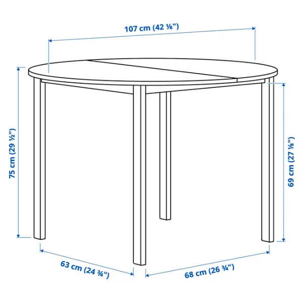 Кухонный стол зафиксированный Ikea Vihals ДСП/ Белый photo 5